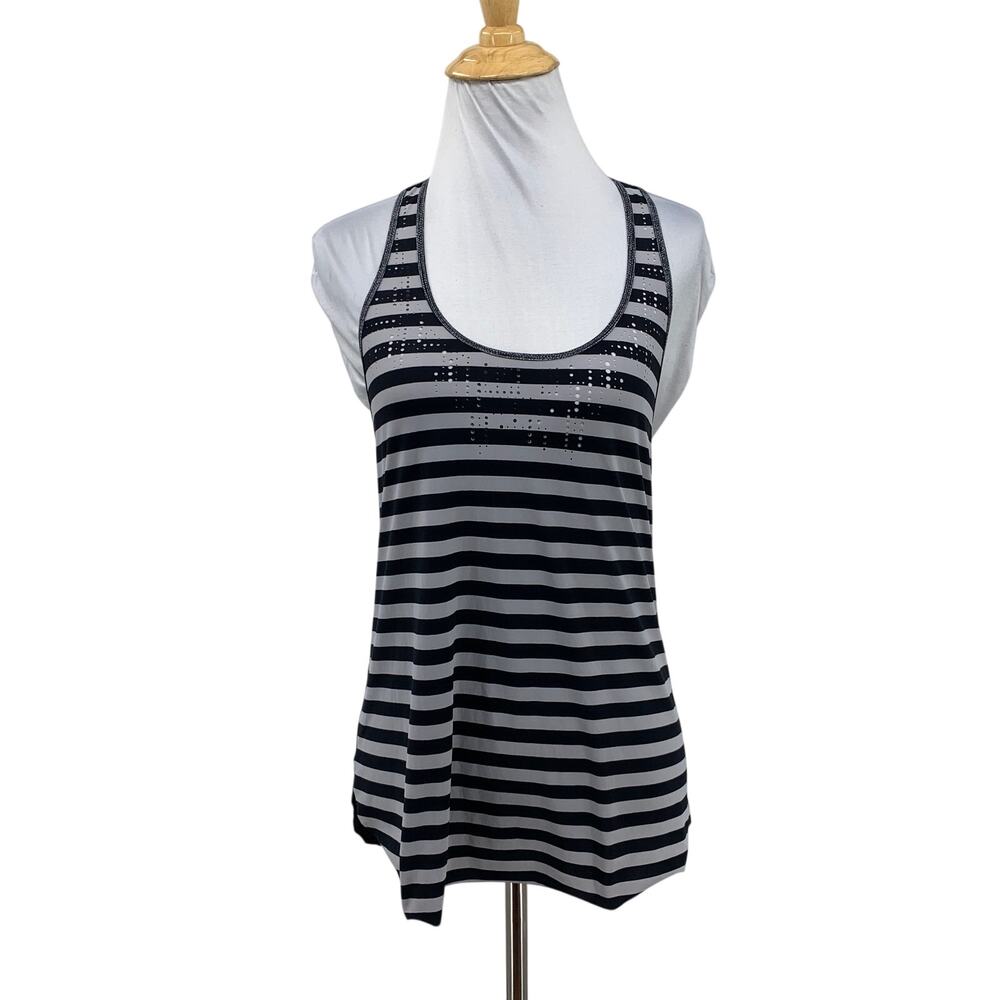 Lululemon Tank Top Womens 4 Gray Black Water Bound Singlet Striped Laser Cut